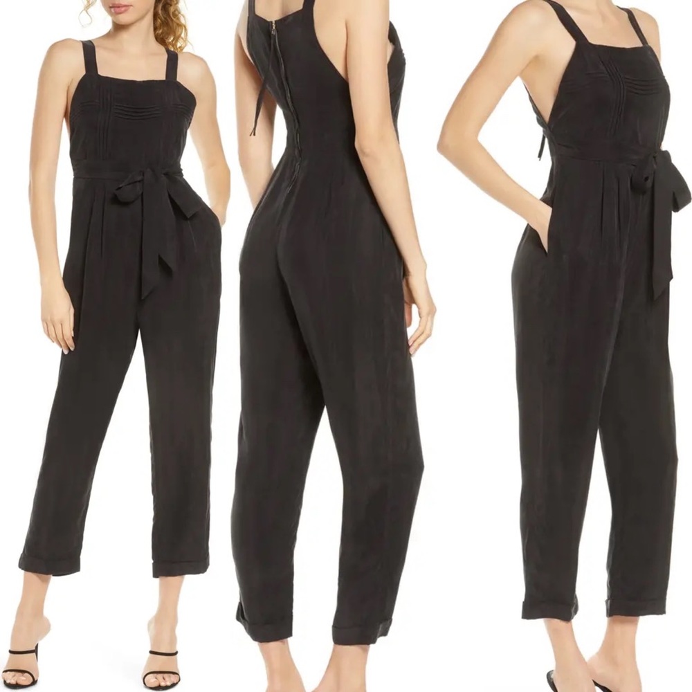 Sancia Misha Tie Waist Jumpsuit black cupro tie